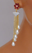 Goldpolish ruby red and white beautiful earring-2776