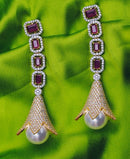 Goldpolish ruby red and white earring-2779