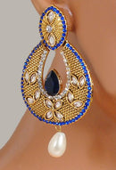 Goldpolish blue and white earring-2783