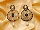 Goldpolish black and white earring-2786