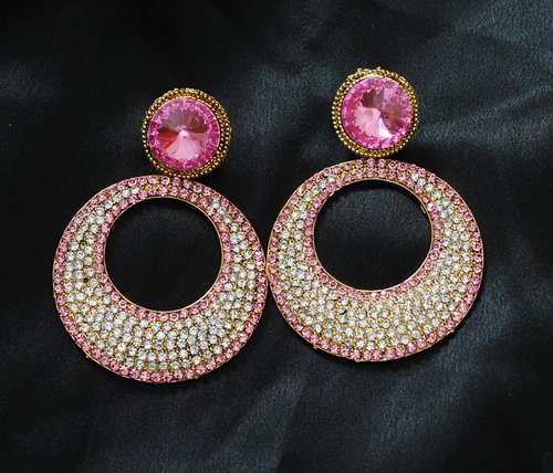 Goldpolish pink beautiful earring-2788