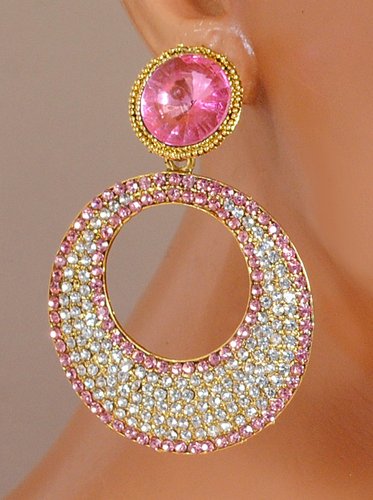 Goldpolish pink beautiful earring-2788