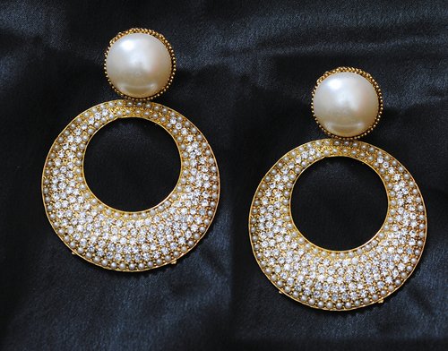 Goldpolish white earring-2793