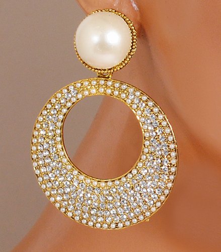 Goldpolish white earring-2793
