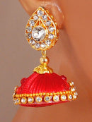 Goldpolish red and white earring-2802