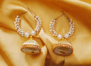 Goldpolish white jhumi earring-2806