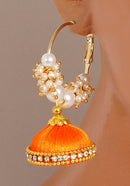 Goldpolish orange and white earring-2809