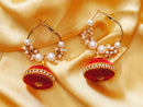 Goldpolish red jhumi earring-2812