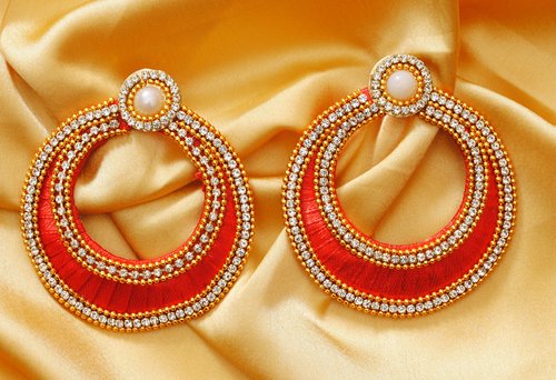 Goldpolish red earring-2817
