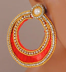 Goldpolish red earring-2817
