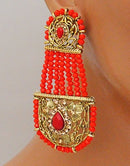 Goldpolish deep orange and white earring-2821