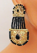 Goldpolish black earring-2823