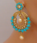 Goldpolish firozi and golden Earring-2831