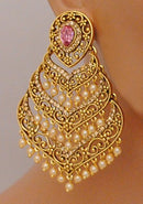 Goldpolish pink and golden earring-2834