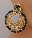 Goldpolish black and golden Earring-2836