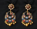 Goldpolish red, blue , black and white Earring-2843