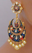 Goldpolish red, blue , black and white Earring-2843