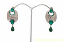 silverplated green diamond earrings