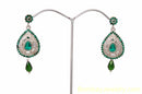 silverplated green diamond earring