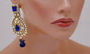 Goldpolish blue and white earring-2218