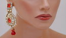 goldpolih red and white earring-2223