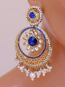 Goldpolish blue and white earring-2250