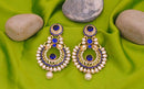 Goldpolish blue and white earring-2252