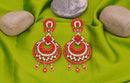 Goldpolish red kundan earring-2256