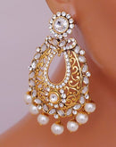 Goldpolish golden and white earring-2261