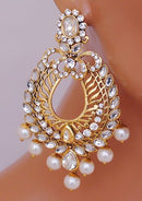 Goldpolish white earring-2262