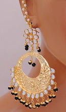 Goldpolish black and white earring-2264