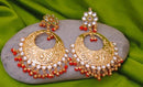 Goldpolish orange and white earring-2267