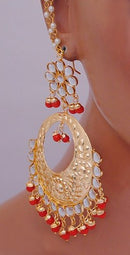Goldpolish orange and white earring-2267