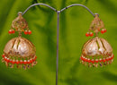 Goldpolish orange jhumi earring-2273