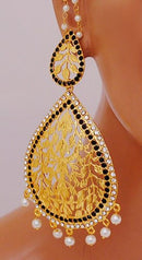 Goldpolih black and white  earring-2278