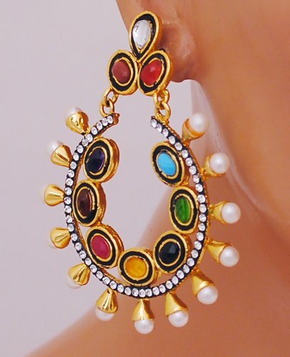 Goldpolish multicolour earring-2279
