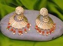 Goldpolish orange jhumi earring-2280