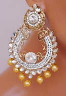 Goldpolish golden and white earring-2281