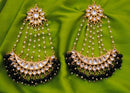 Goldpolish black and white earring-2284