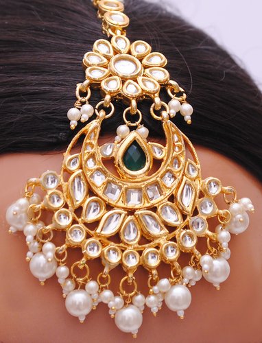 Goldpolish multicolour earring with tikka-1180