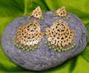 Goldpolish sea green Earring with tikka-1204