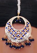Goldpolish blue Beautiful Earring with Tikka-1205