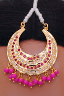 Goldpolish Fusicha pink Earring with tikka-1206