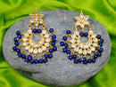 Goldpolish blue and white earring -1209