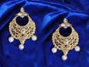 Goldpolish white earring with tikka-1233