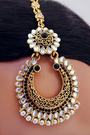 Goldpolish black and white headpiece tikka-1277