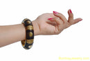 dark brown wood and metal bangle- one size