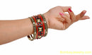 RED AND BLACK BANGLE WITH GOLDEN STUDDED