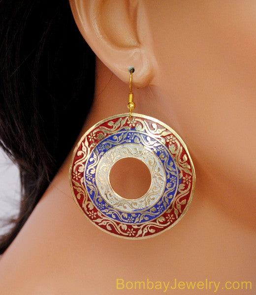 red, blue and white fashion earring