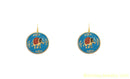 AQUA BLUE GOLDEN AND BROWN HOOP EARRING